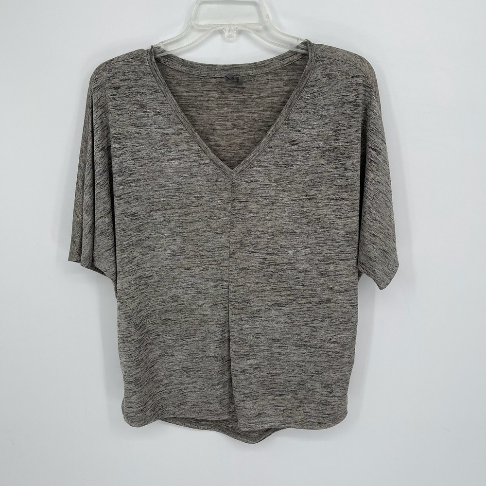Anthropologie Women's Gray Shimmer Space Dye V-Neck Dolman Sleeve Shirt Size XS